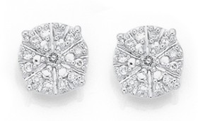 9ct+Yellow+Gold+Diamond+Sparkle+Cluster+Stud+Earrings