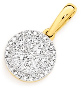 9ct%2C+Diamond+Round+Cluster+Pendant