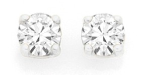9ct+White+Gold+Diamond+Studs