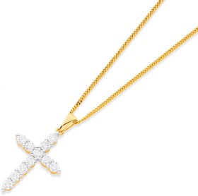 1ct-Alora-Lab-Grown-Diamond-Cross-Pendant-Set-in-10ct-Yellow-Gold on sale