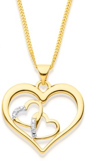 9ct%2C+Diamond+Hearts+Pendant