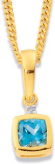 9ct+London+Blue+Topaz+with+Diamond+Pendant