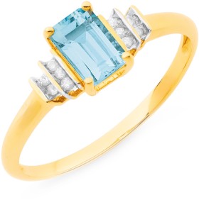 9ct-Blue-Topaz-with-Diamond-Ring on sale