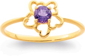 9ct+Amethyst+Flower+Ring