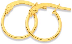 9ct+10mm+Polished+Hoop+Earrings