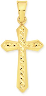 9ct-16mm-Diamond-Cut-Flute-Cross-Pendant on sale