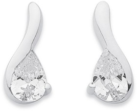 Sterling-Silver-Cubic-Zirconia-Pear-Drop-Studs on sale