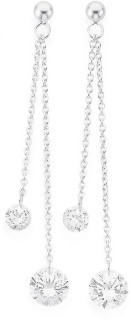 Sterling+Silver+Crystal+Chain+Drop+Earrings