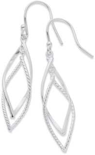 Sterling+Silver+Double+Textured+Twist+Drop+Earrings