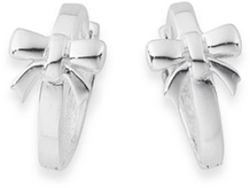 Sterling+Silver+Bow+on+Plain+Huggie+Earrings