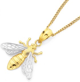 9ct+Two+Tone+Bee+Pendant