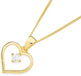9ct-Cubic-Zirconia-Open-Heart-Pendant on sale