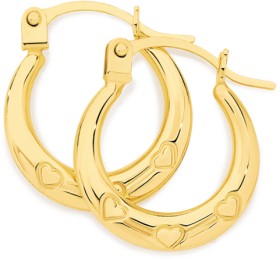 9ct-Triple-Heart-Mini-Creole-Earrings on sale