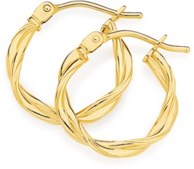 9ct-2x10mm-Entwined-Twist-Hoop-Earrings on sale