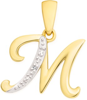 9ct%2C+Diamond+Initial+M+Pendant