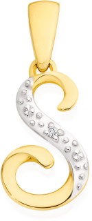 9ct-Diamond-Initial-S-Pendant on sale