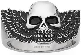 Stainless-Steel-Fearless-Skull-With-Wings-Mens-Ring on sale