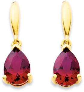 9ct+Created+Ruby+Earrings