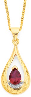 9ct-Created-Ruby-Diamond-Pendant on sale