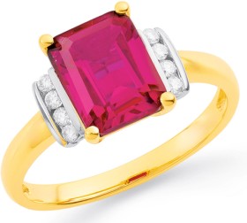 9ct+Created+Ruby+%26amp%3B+Diamond+Ring