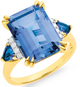 9ct+Created+Sapphire+%26amp%3B+Diamond+Ring