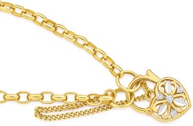 9ct-Two-Tone-19cm-Solid-Oval-Belcher-Diamond-Padlock-Bracelet on sale
