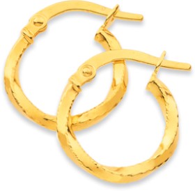 9ct+10mm+Twist+Hoops
