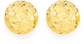 9ct+4mm+Diamond-Cut+Button+Stud+Earrings