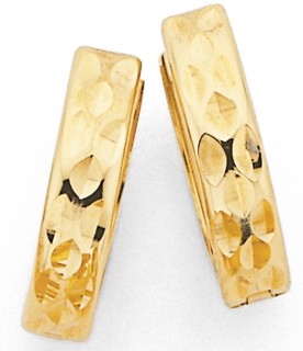 9ct+12mm+Diamond+Cut+Huggie+Earrings