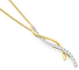9ct-Diamond-Set-Twist-Pendant on sale