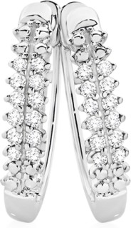 9ct+White+Gold+Diamond+Pave+Huggie+Earrings