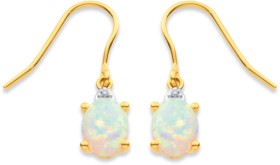 9ct+Created+Opal+%26amp%3B+Diamond+Hook+Earrings