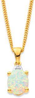 9ct-Created-Opal-Diamond-Pendant on sale