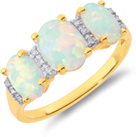 9ct+Created+Opal+%26amp%3B+Diamond+Ring