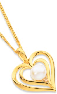 9ct-Freshwater-Pearl-Diamond-Pendant on sale