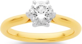 14ct+Solitaire+Element+Lab+Diamond+Ring+with+6+Claws
