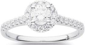 14ct+White+Gold+Element+Lab+Grown+Diamond+Halo+Ring