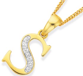 9ct-Diamond-Initial-S-Pendant on sale