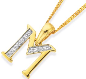 9ct%2C+Diamond+Initial+M+Pendant