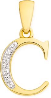 9ct-Diamond-Initial-C-Pendant on sale
