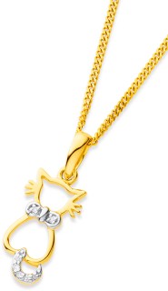 9ct+Cat+Pendant+with+Diamond