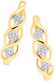 9ct%2C+Diamond+Cluster+Swirl+Huggie+Earrings
