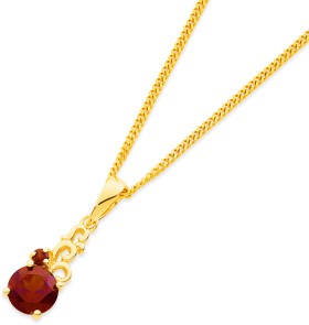 9ct+Garnet+Bubble+Stud+Pendant