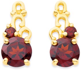 9ct+Garnet+Bubble+Stud+Earrings