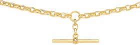 9ct+48cm+Solid+Belcher+T-Bar+Necklet