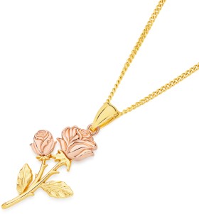 9ct-Two-Tone-Roses-Pendant on sale