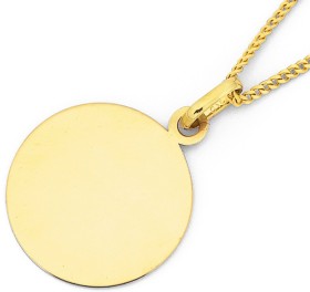 9ct+14mm+Round+Disc+Pendant
