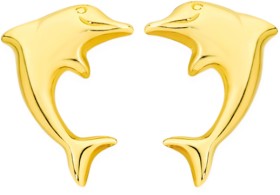 9ct+Dolphin+Stud+Earrings