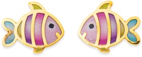 9ct+Pink+Enamel+Fish+Stud+Earrings