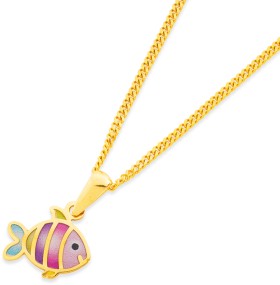 9ct+Pink+Enamel+Fish+Pendant